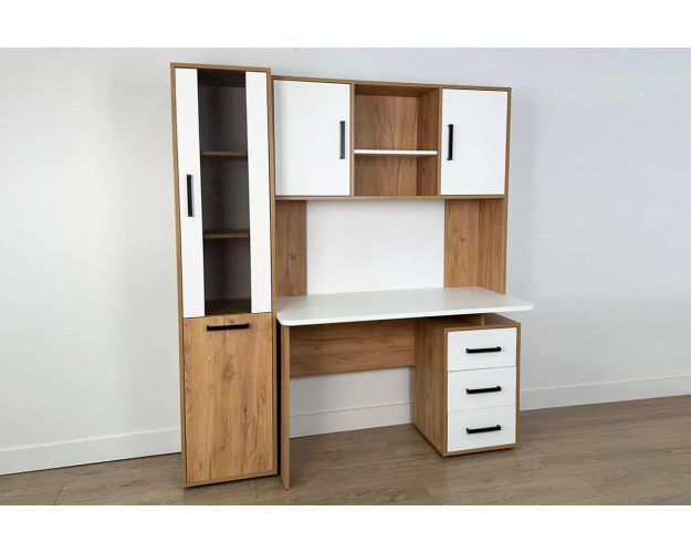 Надстройка компьютерного стола 1200 Лайт-2 дуб крафт золотой / белый