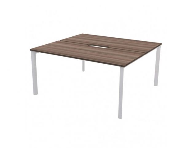 Бенч двойной на 2 рабочих места на металлокаркасе НТМП.П.Б2-180 Дуб сафари/Белый