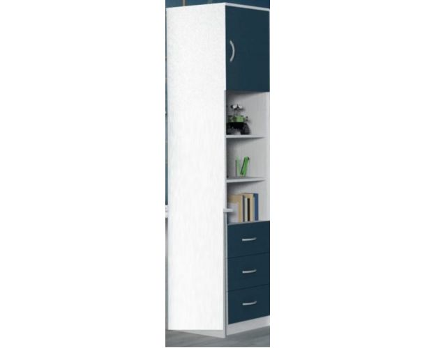 Шкаф-пенал №1 (полуоткрытый) Белое дерево/Лазурь